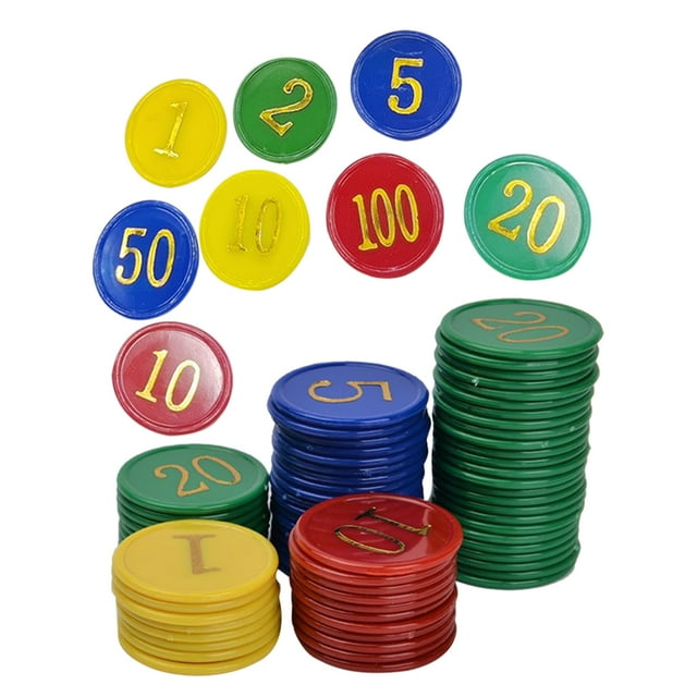 SHISUYAN 320pcs Plastic Poker Chips Learning Math Counting Chips Number Counting Plastic Chips