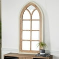 thumbnail image 4 of DecMode 26" x 35" Brown Arched Distressed Window Pane Wall Mirror, 4 of 16