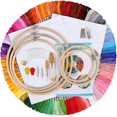 thumbnail image 1 of Juego de bordado, kit de herramientas de punto de cruz de bordado, kit de inicio de bordado que incluye 100 hilos de color, 5 aros de bordado de bambú Ormromra MZQ-0853, 1 of 9