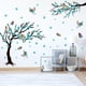 thumbnail image 3 of Calcomanías de pared de ciruelo azul con pájaros y mariposas, pegatinas de pared de vinilo con animales de acuarela para decoración de pared de bebé, guardería, dormitorio, aula, sala de estar., 3 of 9