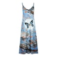 thumbnail image 4 of SMihono Robe Maxi Bohème d'Été pour Femmes Grande Taille Mode Femme Bretelles Taille Mi-Haute Col en V Sans Manches Rayée Imprimée Robe Longue de Plage, 4 of 5