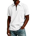 thumbnail image 2 of Fabrcox Short Sleeve Polo Shirts for Men Quarter Zip Collar Shirts for Men Regular Fit Solid Color Sports Casual Office Golf Shirt for Men with Pockets White S, 2 of 5