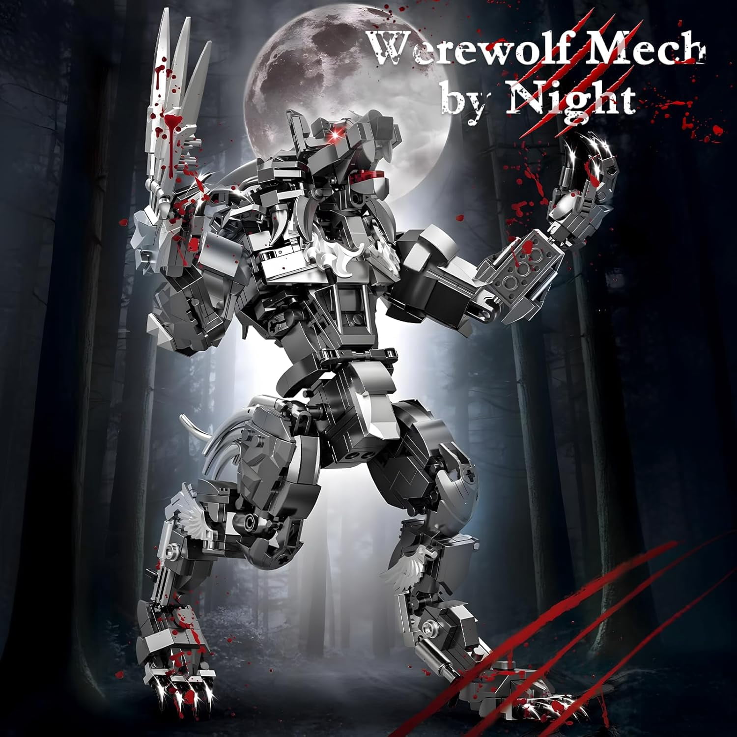 Werewolf Mech Building Set for Adults, Wolf by Night Monster Model Building Blocks Kit with Base for Home Display, 813 Pieces