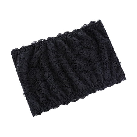 

TureClos Strapless Bras for Women Bust Bandeau Pull-On Closure Formfitting Elasticity Undergarment Easy Matching Evening Dress Lace black