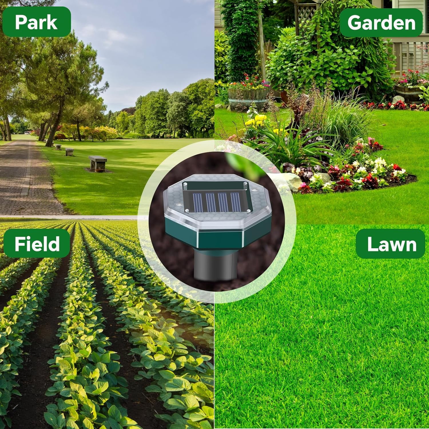 2026 Mole Repellent Solar Powered Stakes, Ultrasonic Outdoor Pest Repeller for Lawns & Gardens, Deer Deterrent, Green – 3 Shapes