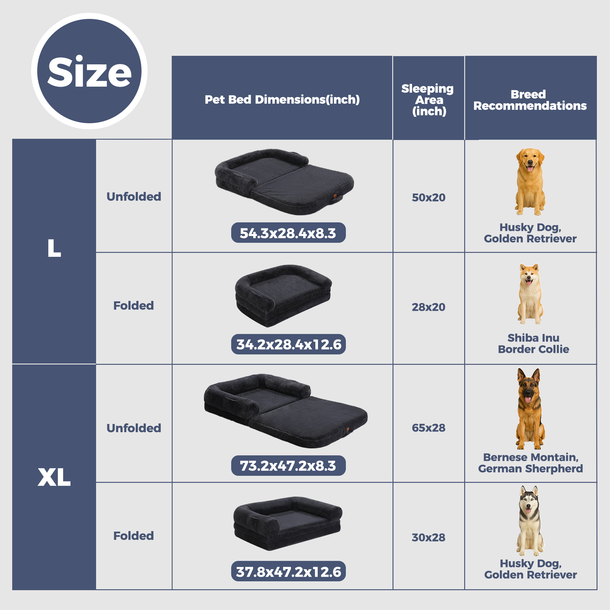 PAWZ Road Foldable Dog Bed for Child, Human Sized Plush Dog Bed Waterproof for Large Dogs, Dark Gray