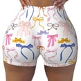 thumbnail image 2 of Rateoe bow ribbons Printed Power Workout Shorts for Women Tummy Control Squat Proof Ribbed Thick Seamless Scrunch Active Short-Small, 2 of 8