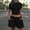 B_ Black, variant on PRINxy Women's 2 Piece Solid Fitted Lounge Set Crew Neck Short Sleeve Top and High Waist Drawstring Shorts Slim Casual Daily Outfit Black M