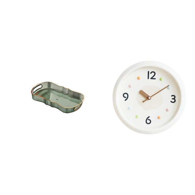 Bandeja moderna para servir comida, ideal para el tocador del baño y el desayuno. Reloj de pared decorativo con números , perfecto para la deco