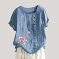 thumbnail image 2 of LYXSSBYX Clearance Plus Size Womens Shirts Women Neck Short Sleeve Casual Fashion Printed Button Top T-Shirt, 2 of 4