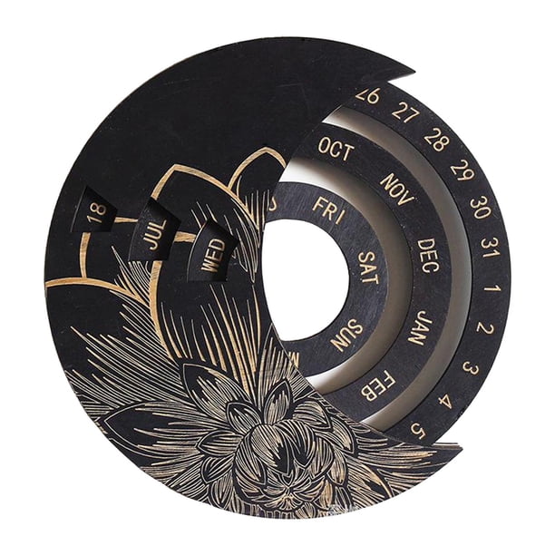 Artesanías de calendario permanente con de , calendario continuo giratorio Circular DIY, calendario de pared para decoración del Negro