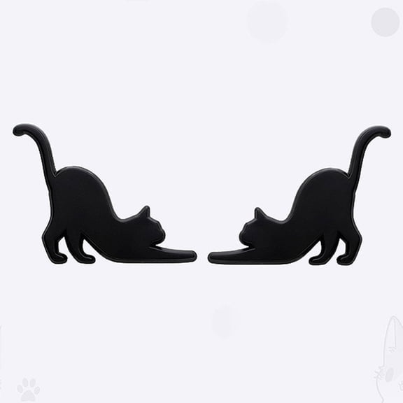 Cute 3D Matte Cat Decals Metal Emblems for Car Motorcycle Scratch Covering Waterproof Trims Decor Stickers Car Accessories Black