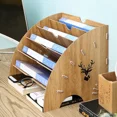 thumbnail image 3 of Wooden File Rack Desktop A4 Document Storage Shelf Fan-Shaped Office Organizer, 3 of 5