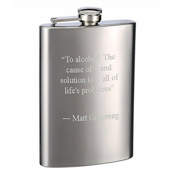 Hip Flask Holding 8 oz - Metallic Grey, Stainless Steel, Laser Welded, Leakproof, Powdercoated Rustproof Finish