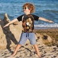 thumbnail image 3 of FORMRS Boys Rash Guard Short Sleeves Swim Shirt Quick Dry UPF 50+ Sun Protection, Sizes 3-12T, Gold Flower, 3 of 6