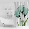 thumbnail image 2 of Teal Floral Shower Curtain, 48" x 72", Teal Tulips Green Leaf Watercolor Plant Waterproof Bathroom Curtain Washable Shower Curtain Set with 12 Hooks, 2 of 6