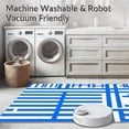 thumbnail image 5 of ODIKA 8'x10' Machine Washable Non-Slip Area Rug, Striped Checker Design Floor Accent with Classic Country Charm High Traffic Rug with Pad, Blue, 464606, 5 of 8