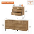 thumbnail image 3 of WAMPAT 63" W Fluted Dresser for Bedroom, Modern 6 Drawer Dresser TV Stand with Hidden Handles, Wooden Chest of Drawers Closet Clothes Storage Organizer for Bedroom, Living Room, Brown, 3 of 11