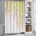 thumbnail image 6 of Spring Leaves Shower Curtain Set, Waterproof Shower Curtains for Bathroom, Green Pink Pastoral Botanical Branches Washable Fabric Cloth Bath Curtain for Bathtub Decoration with Hooks 66x72 Inches, 6 of 9
