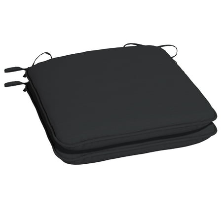 Better Homes & Gardens Black 18 x 19 In. Outdoor Universal Seat Pad with Enviroguard, Set of Two