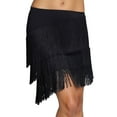 thumbnail image 2 of Letdown Women's Tassels Fringe Latin Dance Skirt 3 Tiered Tassel Elastic Waist Modern Ballroom Salsa Tango Samba Rumba Dancewear Ballroom (Black,XXXL), 2 of 4