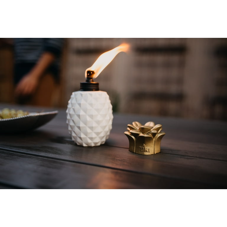 TIKI® Brand 6.5-Inch 3-pk Pineapple Paradise Glass Table Torch White/Gold TIKI® Brand 6.5-Inch 3-pk Pineapple Paradise Glass Table Torch White/Gold