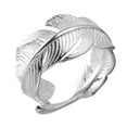 thumbnail image 4 of 1pc Silver Feather Ring Female Texture Ring Opening Adjustable Ring Jewelry, 4 of 8