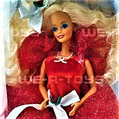 Happy Holiday Travel Barbie 1988 Happy Holiday First Collectible Doll - Red  Gown With Gold Sparkle & White Satin Bow First Collectible Series Barbie
