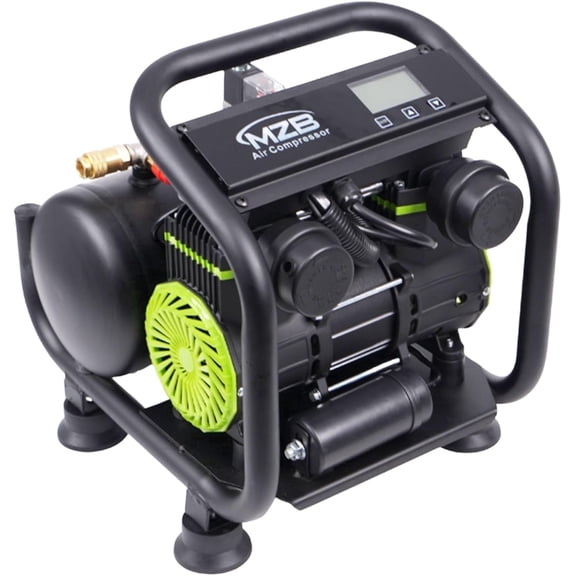 MZB 1.6 Gallon Oil-Free Air Compressor, Ultra Quiet 70dB 115PSI 110V/60Hz Steel Tank with Wheels