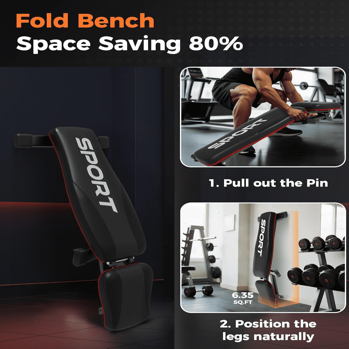 Full Foldable Workout Bench with 5 Backrests,Adjustable Bench for Home Workout Strength Training