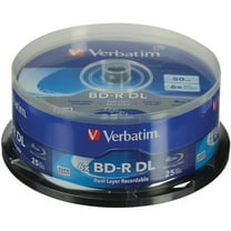 Verbatim BD-R DL 50GB 8x Double Layer Hard Coat Blu-Ray Recordable Disc, 25-Pack Spindle