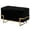 Black Large, variant on Rectangle Velvet Storage Ottoman Stool Box with Abstract Golden Legs  Decorative Sitting Bench for Living Room Home