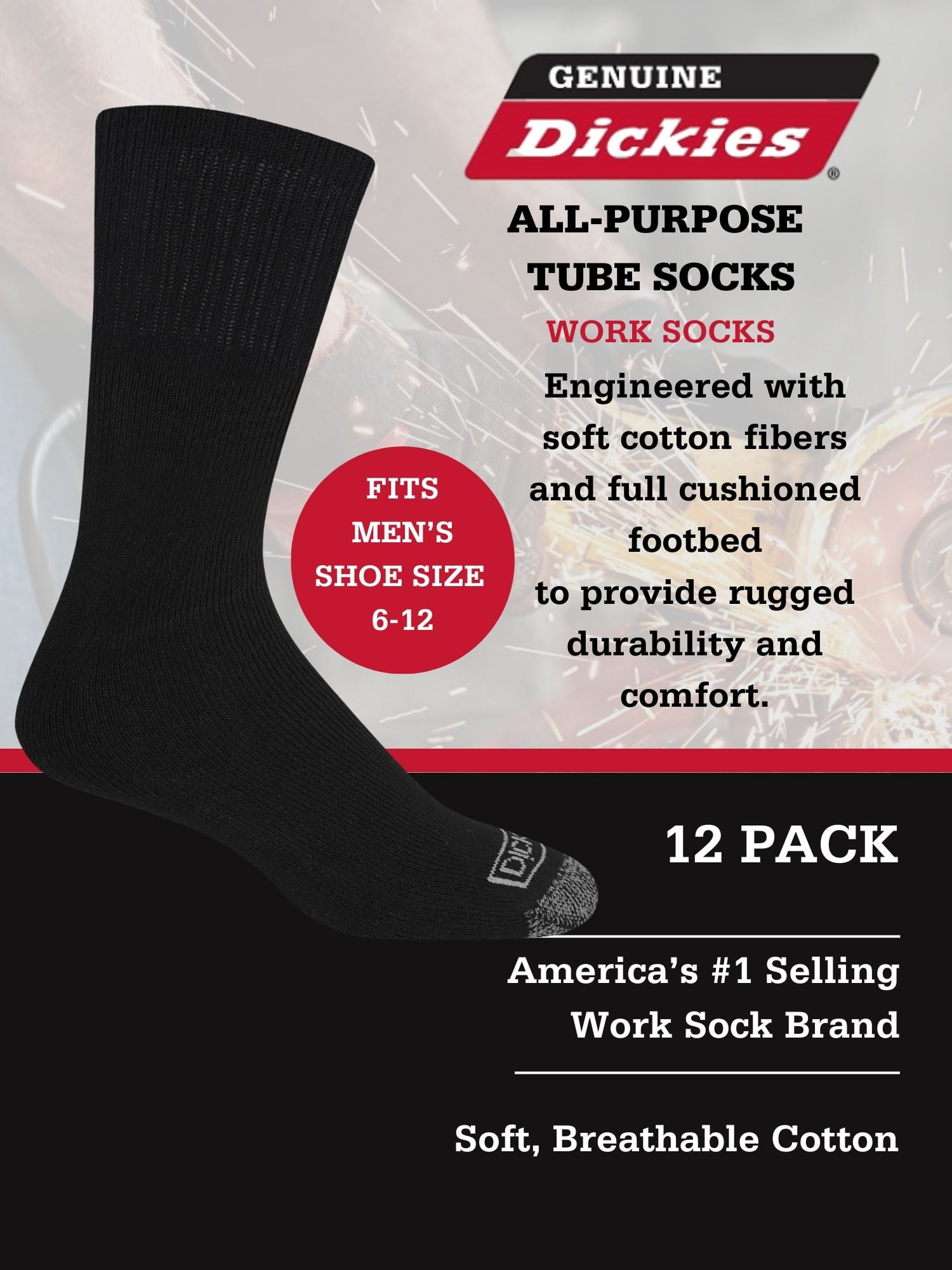Dickies 12-Pack Work Tube Socks