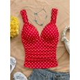 thumbnail image 3 of Top De Mujer Con Tirantes Torcidos Y Lunares Blancos Sobre Rojo, 3 of 30
