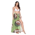 thumbnail image 2 of FORMRS Womens Long Sarong Beach Wrap Semi-Sheer Bikini Skirt Bathing Swimsuit Cover Up, Game Day Footballs, 2 of 7