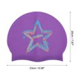 thumbnail image 4 of Gorro de natación de silicona con patrón de estrella morado, 1 pieza, 4 of 5