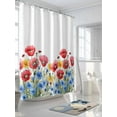 thumbnail image 3 of Independence Day Shower Curtain, Country Red Blue Flower Washable Shower Curtain with Hooks Bath Decor Fabric Shower Curtains for Bathroom, Hotel, Stalls, Bathtubs, 66x72 Inch, 3 of 6