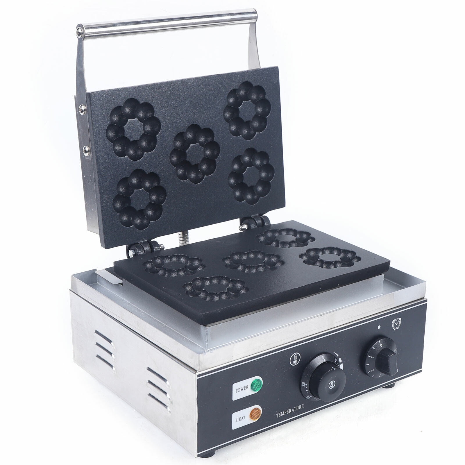 DENEST Commercial Electric Waffle Donut Maker Machine Nonstick 5-Donut Plum Flower1500W