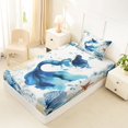 thumbnail image 4 of Castle Fairy Dreamy Watercolor Mermaid Print Twin Sheets 3pcs,Coral Jellyfish Pastel Sea Layout Bedding,Sky Lavender,1 Fitted Sheet,1 Flat Sheet and 1 Pillowcase, 4 of 6