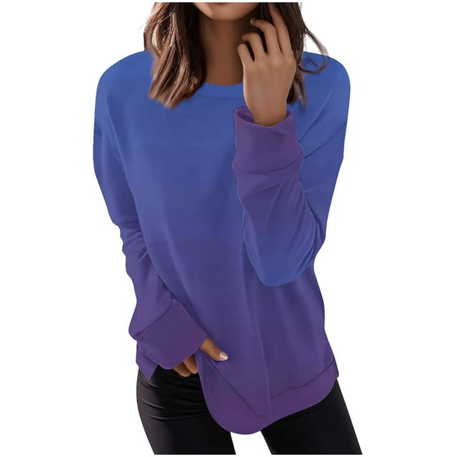 Chandail en Molleton Dégradé pour Femmes Coupe Ample Ultra Doux Chandail Texturé Blouses Athlétiques Extensibles Manches Longues Hauts Tenues Chaudes de Printemps 2025 Chandail Automne Hiver Vêtements