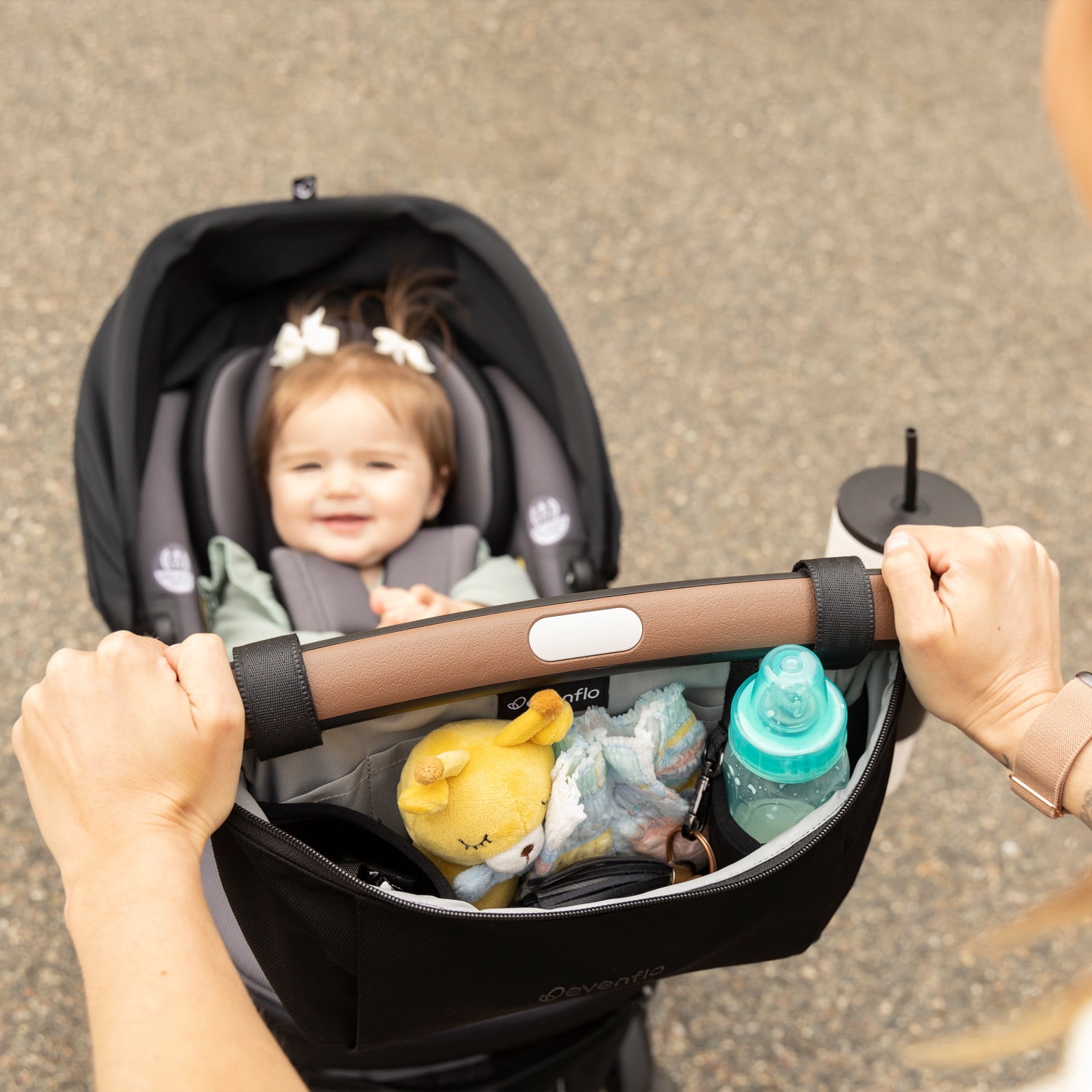 Evenflo Shyft DualRide Infant Car Seat and Stroller Combo Crossbody Organizer Bag, Black