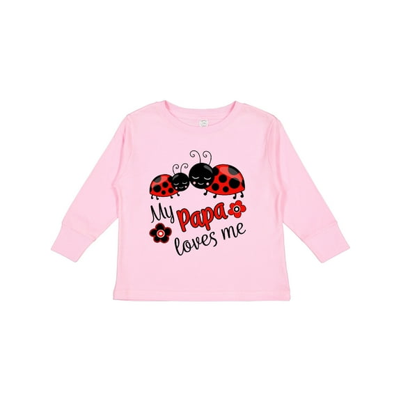 Inktastic My Papa Loves Me with Cute Ladybugs Boys or Girls Long Sleeve Toddler T-Shirt