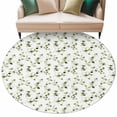 thumbnail image 6 of Sage Green Botanical Round Rug 5ft Washable Circle Kitchen Rugs Non Slip Retro Blossom Floral Wildflower Large Area Rug Indoor Floor Carpet for Bedroom Living Room Home Office Dining Room Nursery, 6 of 8