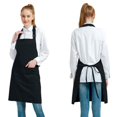 thumbnail image 4 of Bbq 2Pcs Black Neck Strap Apron Waterproof Pure Color 2 Pockets Barbecue BBQ Apron for Restaurant Home, 4 of 8