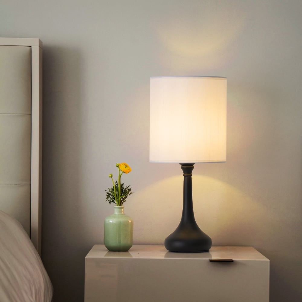 Haitral Modern Bedroom Table Lamp Set, 2-Light, White Shade, Contemporary Decor, 2 Pieces