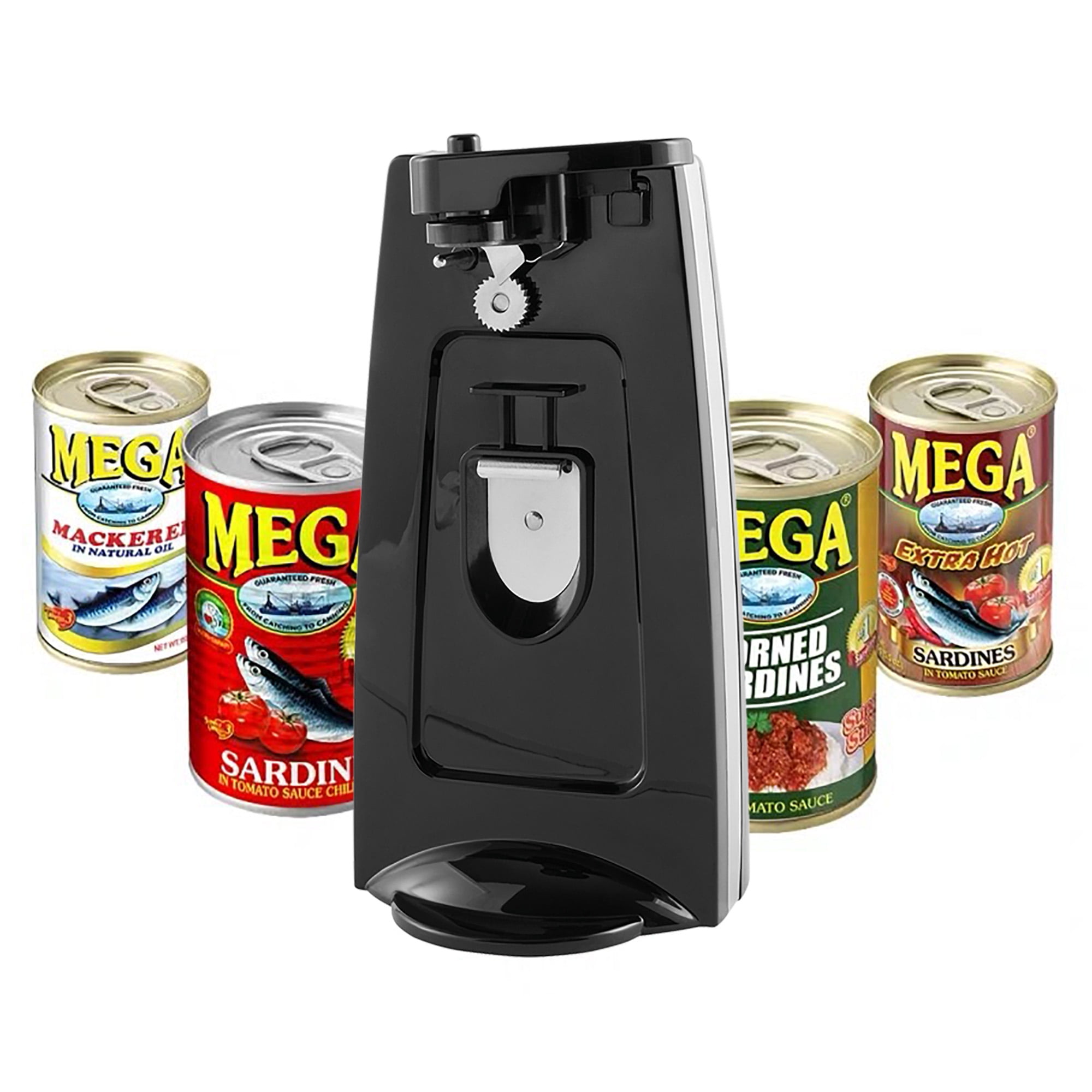 Mainstays ouvre-boîtes et aiguiseur de couteaux, ouvre-bouteilles avec levier de coupe amovible, avec lame en acier inoxydable, noir Mainstays ouvre-boîtes et aiguiseur de couteaux, ouvre-bouteilles avec levier de coupe amovible noir