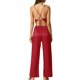thumbnail image 3 of Pijamas de satén para mujer INSPIRE CHIC, con cuello de cowl, sin mangas, top corto, ropa de dormir con pantalones, conjunto de lounge de seda M rojo, 3 of 5