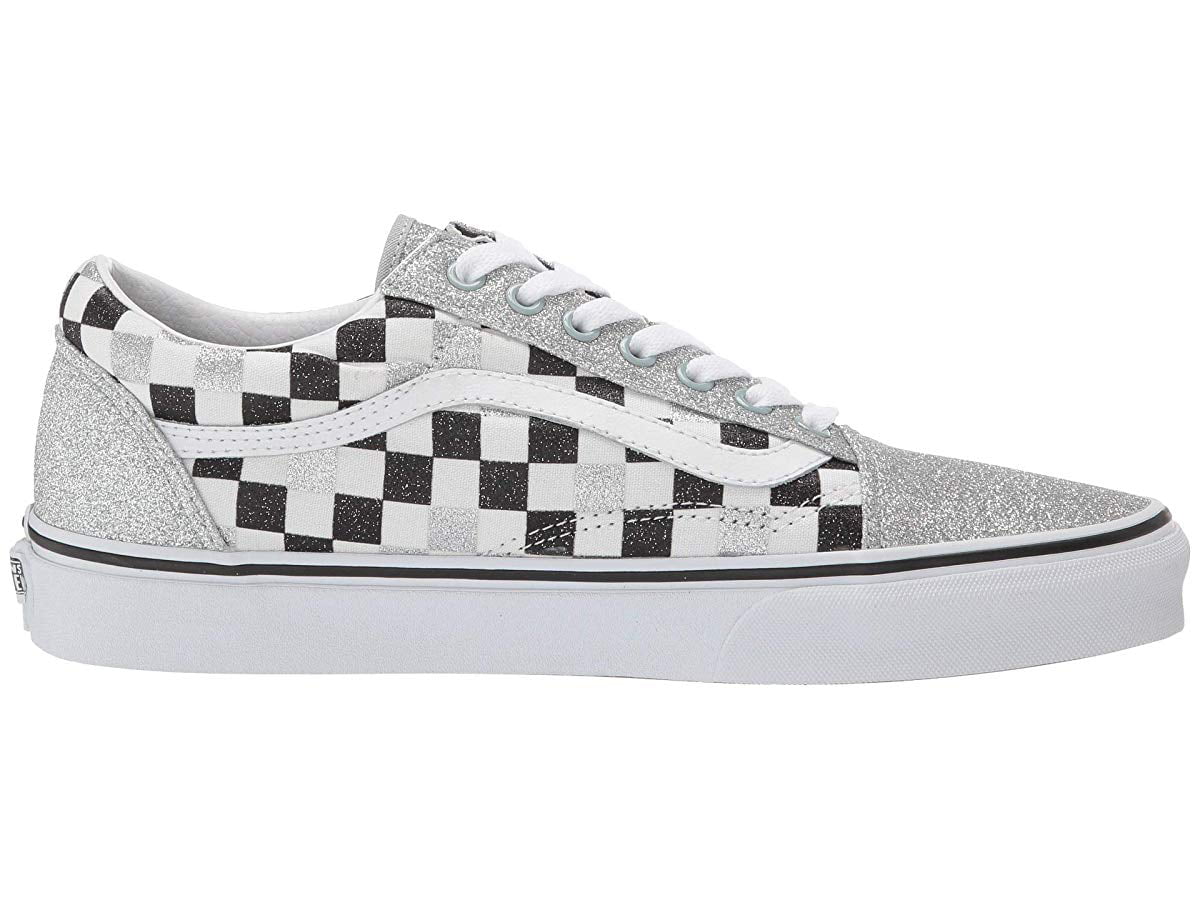 kids glitter checkerboard vans