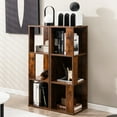 thumbnail image 3 of Costway 2 PCS 3-tier Wood Bookshelf Display Storage Rack for Small Spaces Rustic Brown, 3 of 11
