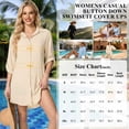 thumbnail image 2 of liyiyiyia Beach Cover Ups for Women Swimsuit Cover Up Blouse Button Down Shirt Beach Dress Summer Tops Khaki, 2 of 8